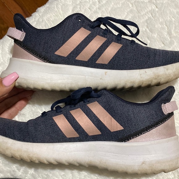 adidas | Shoes | Navy Blue Worn Rose Gold Adidas Sneakers Size Kids  65womens 8 | Poshmark